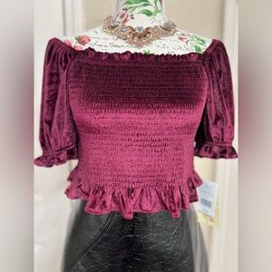 Elegant Burgundy Off-Shoulder Top size L